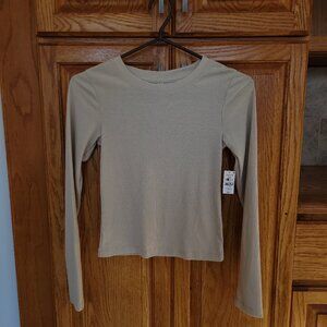 NWT Beige Ribbed Longsleeve Tee